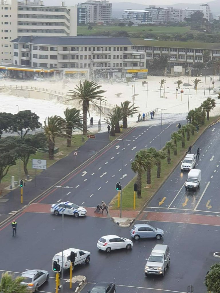 Watch Cape Town Storms Today Huge Foam Waves Crash Over Sea Point